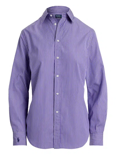 Polo Ralph Lauren Striped Cotton Shirt In Purple