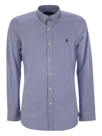 Polo Ralph Lauren Shirt In Cotton With Stripes And Blue Logo