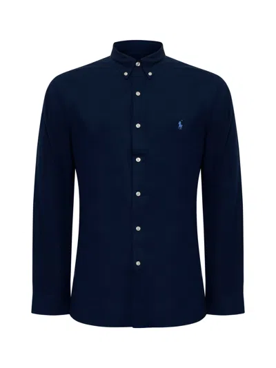 Polo Ralph Lauren Striped Cotton Shirt With Logo In Blue