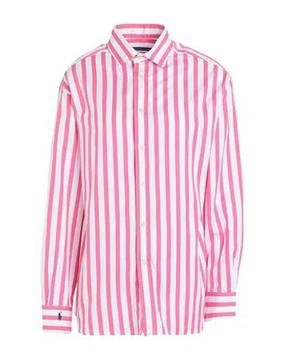 Polo Ralph Lauren Striped Cotton Shirt Woman Shirt Pink Size 8 Cotton In Pink