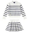 Polo Ralph Lauren Striped Cotton Sweater And Skirt Set In Blue
