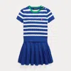 Polo Ralph Lauren Ralph Lauren Girls Striped Cable Knit Top And Skirt Set In Cruise Royal Multi/pink