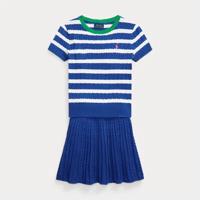 POLO RALPH LAUREN STRIPED COTTON SWEATER & SKIRT SET
