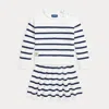 Polo Ralph Lauren Striped Cotton Sweater And Skirt Set In White/newport Navy