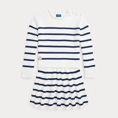 POLO RALPH LAUREN STRIPED COTTON SWEATER & SKIRT SET