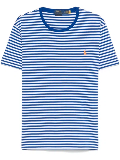 Polo Ralph Lauren Striped Cotton T-shirt In Blue