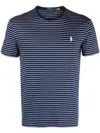 Polo Ralph Lauren Mens French Navy White Pima Logo-embroidered Striped Cotton-jersey T-shirt In Blue