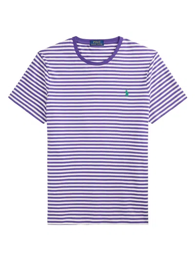 Polo Ralph Lauren Striped Cotton T-shirt In Blue