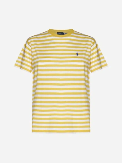 Polo Ralph Lauren Striped Cotton T-shirt In Yellow,white