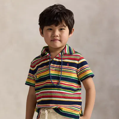Polo Ralph Lauren Kids' Striped Cotton Terry Polo Shirt In Yellow Stripe Multi