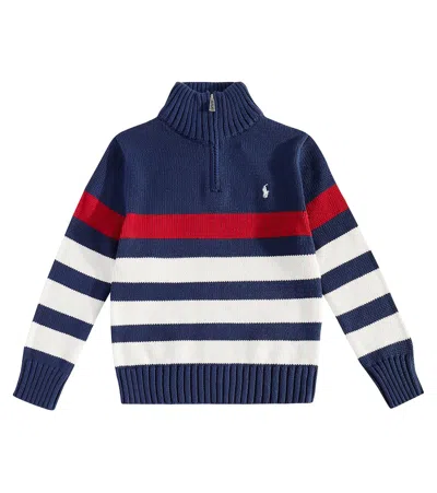 Polo Ralph Lauren Kids' Striped Cotton Turtleneck Sweater In Multicoloured