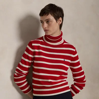 Polo Ralph Lauren Striped Cotton Turtleneck Sweater In Red Multi