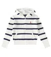 Polo Ralph Lauren Striped Cotton Zip-up Hoodie In White