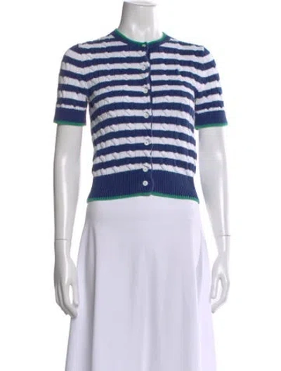 Pre-owned Polo Ralph Lauren Striped Crew Neck Polo In Blue