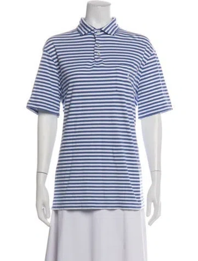 Pre-owned Polo Ralph Lauren Striped Crew Neck Polo In Blue/white