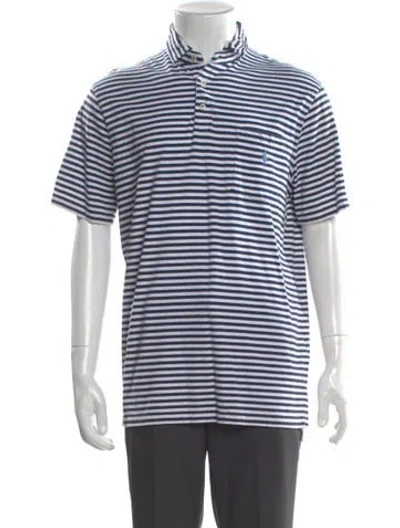 Pre-owned Polo Ralph Lauren Striped Crew Neck Polo Shirt In Blue