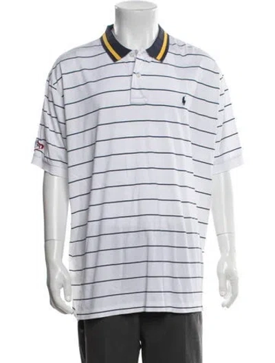 Pre-owned Polo Ralph Lauren Striped Crew Neck Polo Shirt In White