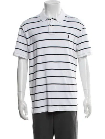 Pre-owned Polo Ralph Lauren Striped Crew Neck Polo Shirt In White