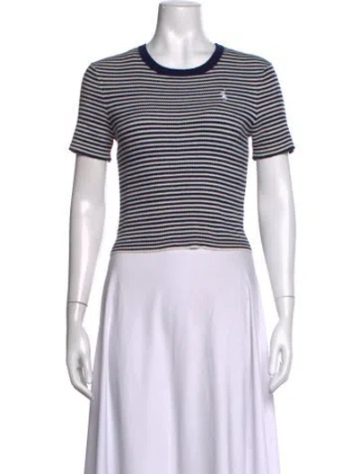 Pre-owned Polo Ralph Lauren Striped Crew Neck Polo In White