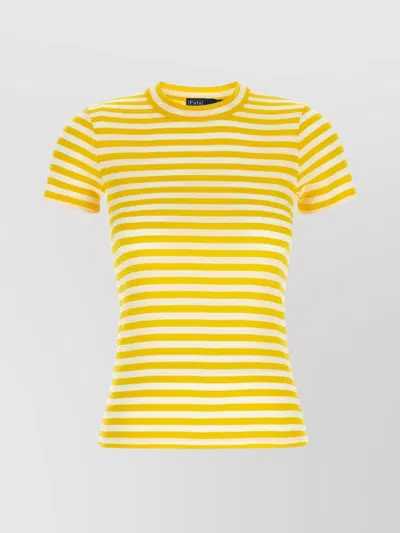 Polo Ralph Lauren Striped Crew Neck Short Sleeve Top In Yellow