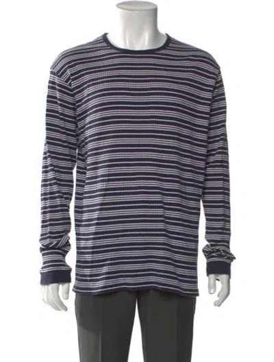 Pre-owned Polo Ralph Lauren Striped Crew Neck Sweatshirt In Blue