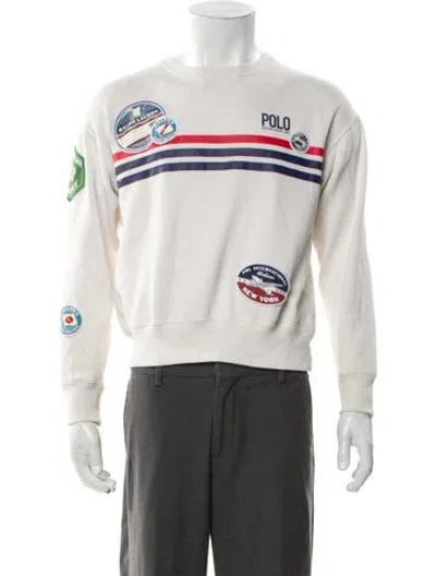 Pre-owned Polo Ralph Lauren Striped Crew Neck Sweatshirt In Gray