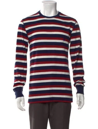 Pre-owned Polo Ralph Lauren Striped Crew Neck Sweatshirt In Red