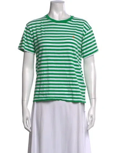 Pre-owned Polo Ralph Lauren Striped Crew Neck T-shirt In Green