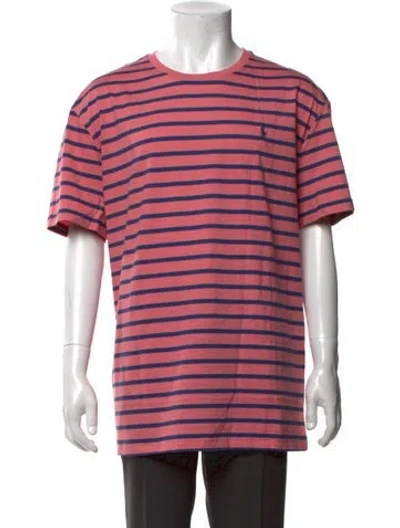 Pre-owned Polo Ralph Lauren Striped Crew Neck T-shirt In Pink