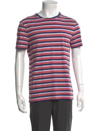 Pre-owned Polo Ralph Lauren Striped Crew Neck T-shirt In Red