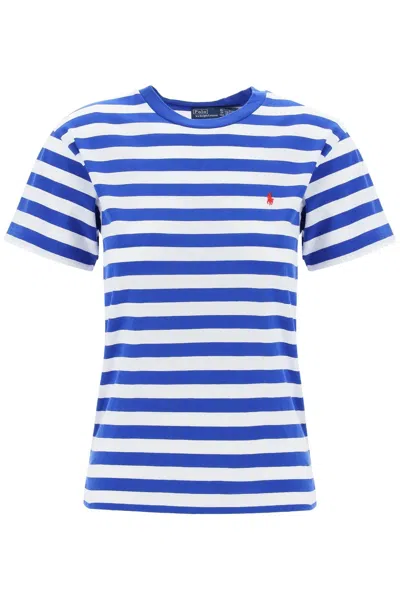 Polo Ralph Lauren Striped Crewneck T Shirt In White,blue