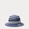 Polo Ralph Lauren Striped Crocheted Bucket Hat In Blue Multi