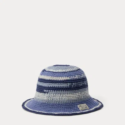 Polo Ralph Lauren Striped Crocheted Bucket Hat In Blue Multi