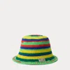 Polo Ralph Lauren Striped Crocheted Bucket Hat In Orange Multi