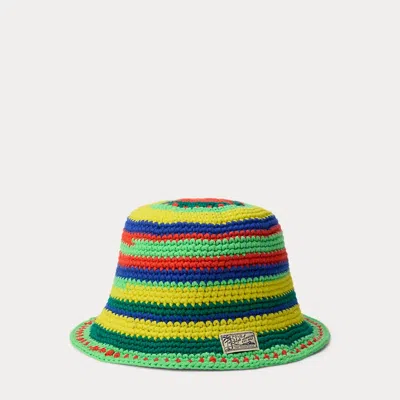 Polo Ralph Lauren Striped Crocheted Bucket Hat In Multi