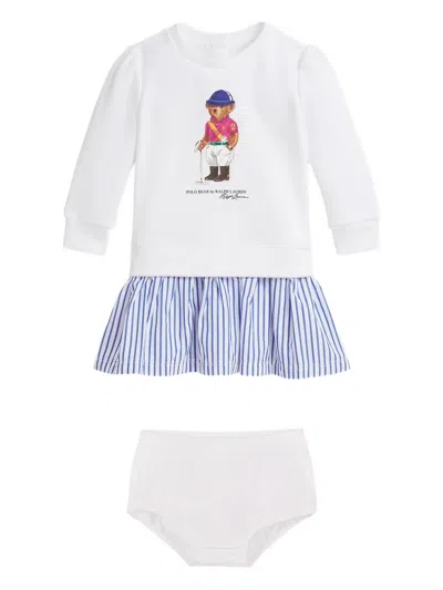 Polo Ralph Lauren Babies' Striped-detail Dress Set In White