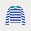 Polo Ralph Lauren Striped Double-knit Rash Guard In Cruise Royal Multi/pink