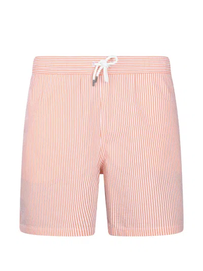 Polo Ralph Lauren Striped Drawcord Swim Shorts In Pink