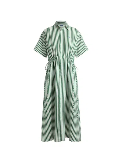 Polo Ralph Lauren Striped Drawstring Maxi Dress In Multi