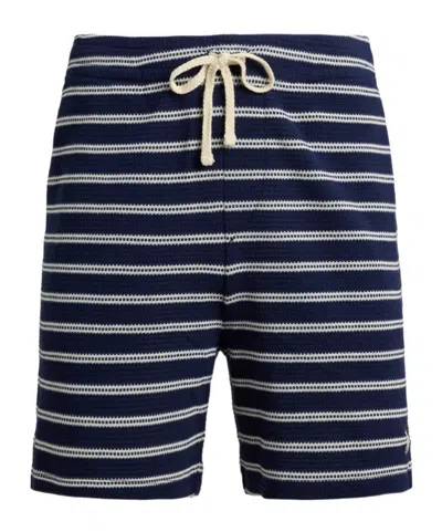 Polo Ralph Lauren Cotton Club Bar Stripe Textured Pull On Short In Blue