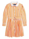 Polo Ralph Lauren Striped Cotton Poplin Shirt Dress In 橘色