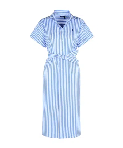 Polo Ralph Lauren Striped Shirt Dress In Blue