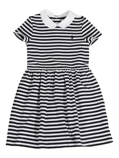 Polo Ralph Lauren Babies' Striped Dress In Blue