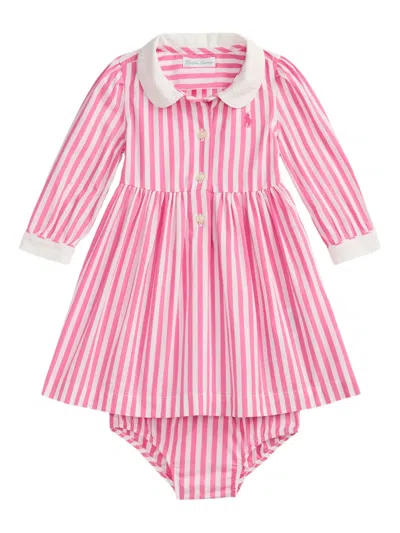 Polo Ralph Lauren Babies' Striped Dress In Pink