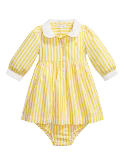 Polo Ralph Lauren Babies' Striped Dress In Yellow