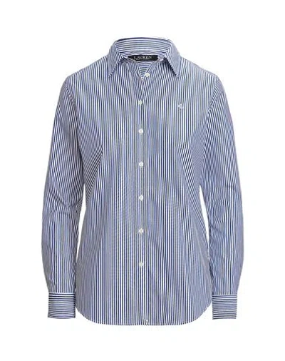 Polo Ralph Lauren Striped Easy Care Cotton Shirt Woman Shirt Navy Size Xs Cotton, Elastane