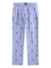 Polo Ralph Lauren Mens Blue Multi Stripe Aob Striped Bear-embroidered Cotton Pyjama Bottoms Xxl In Blue