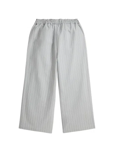 Polo Ralph Lauren Kids' Striped Embroidered Cropped Trousers In Gray