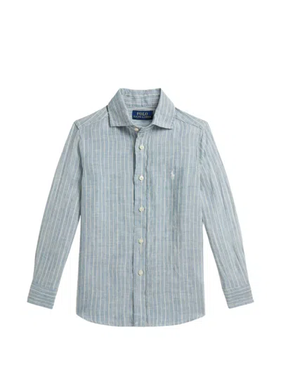 Polo Ralph Lauren Ralph Lauren Kids Striped Linen Shirt In Blue