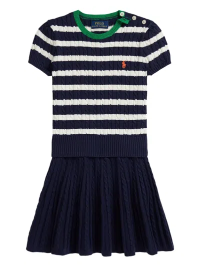 Polo Ralph Lauren Babies' Striped Embroidered Skirt Set (set Of Two) In Blue